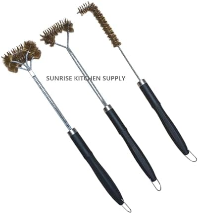 SUNRISE Fryer Brush with Long Handle (Brass with Plastic Handle, L, Single, and Double Brush) - Image 2