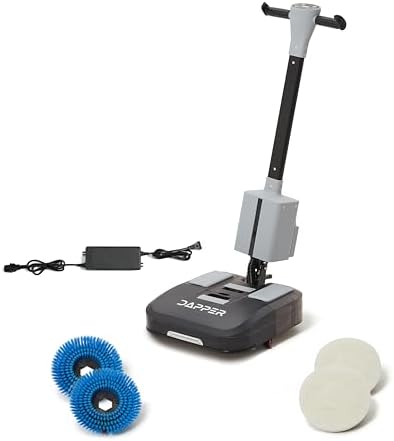 Battery Powered Walk Behind Mini Automatic Floor Scrubber Machine – Compact & Portable, 16” Cleaning Width, 1.5h Runtime, 3-Speed Brush – Ideal for Small Commercial Spaces, Offices, Retail by DapperSupply