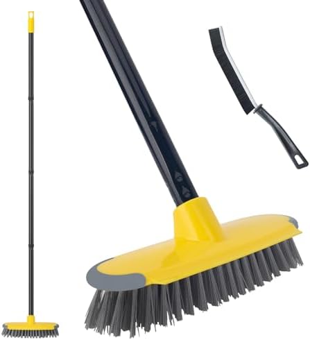 Deck Brush with Long Handle, 50'' Floor Scrub Broom for Shower, Patio by KeFanta