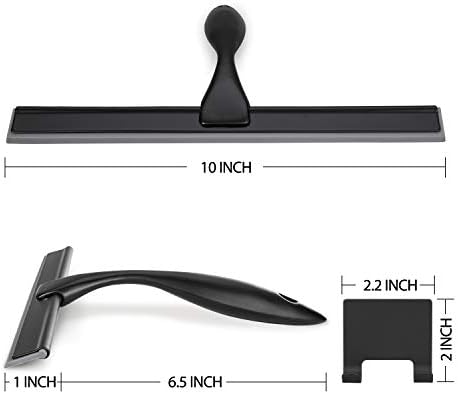 HIWARE All-Purpose Shower Squeegee for Shower Doors, Bathroom, Window and Car Glass - Black, Stainless Steel, 10 Inches - Image 2
