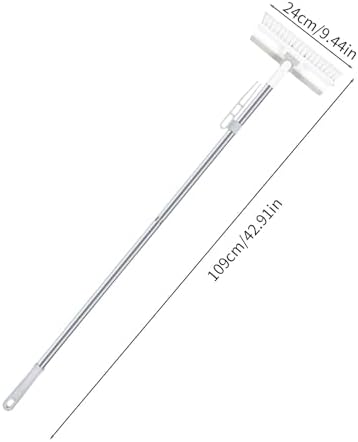 Grout Scrub Brush with 42" Long Handle Double-Sided Floor Scrub Brush V-Shape Grout Cleaner with Squeegee 180° Rotating for Tile Floors, Baseboards, Wall - Image 2