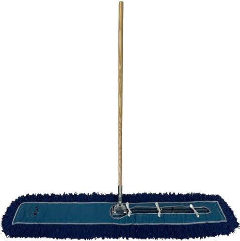 Industrial Dust Mop Kit – Includes 48 Inch Blue Twisted Closed Loop Mop Head, Wood Handle, and Heavy-Duty Wire Frame – Commercial Grade for Janitorial & Facility Cleaning - Image 2