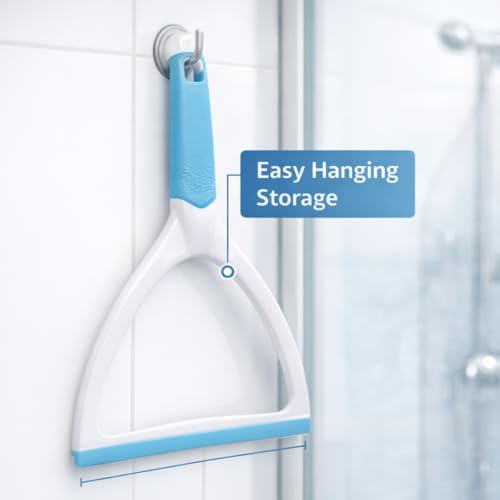 Shower Squeegee for Glass Doors and Bathroom Surfaces, Window Cleaning Tool with Handle, Water Wipe Tool for Shower Doors, Mirrors, Tiles and Windows - Image 7