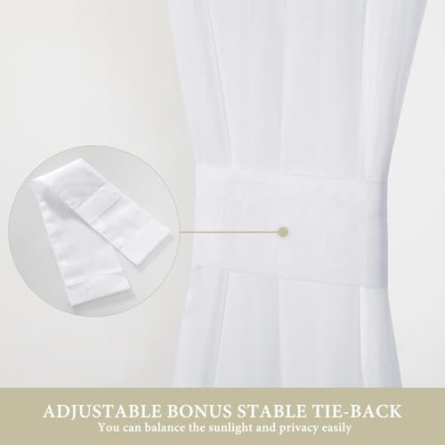 MIULEE White 54 W x 20 L French Door Short Sheer Curtains - Image 3