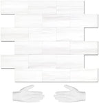 STICKGOO 20-Sheet Subway Tile Peel and Stick Backsplash, Seamless Design Matte Dolomite Kitchen Backsplash Wall Tiles, PVC Stick on Backsplash for Kitchen, Bathroom, RV, Fireplace by STICKGOO
