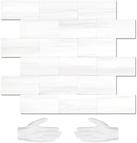 STICKGOO 10-Sheet Peel and Stick Backsplash on Subway Tile, Dolomite White by STICKGOO