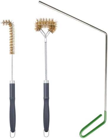 SUNRISE Fryer Brush with Long Handle (Brass with Plastic Handle, L, Double Brush, and Rubber Handle Cleaning Rod) by Unknown
