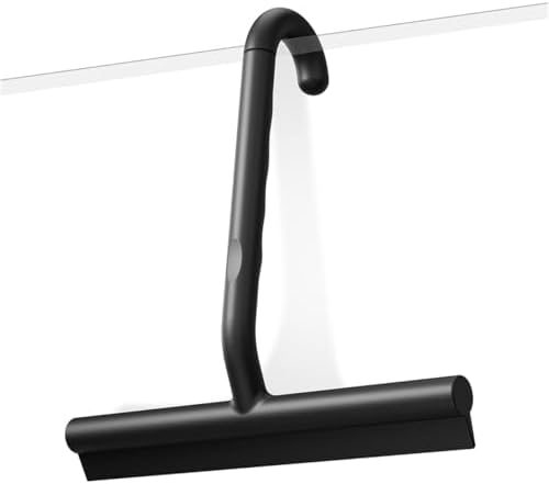 Silicone Shower Squeegee with Hook,Dual-Sided Design with Scraper & Scrub Surface, Shower Squeegee for Glass Doors (Classic Black) by Unknown
