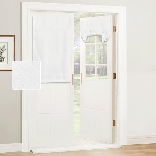 RYB HOME French Door Curtains for Door Window, No Drill, Faux Linen by RYBHOME