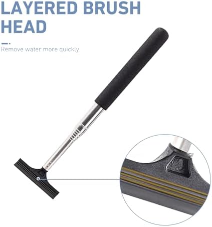 Telescoping Car Rearview Mirror Squeegee, Stainless Steel Extendable Auto Glass Cleaner, Portable Windshield Wiper Tool for Cars, SUVs, Trucks, Windows, and Mirrors (Black) - Image 3