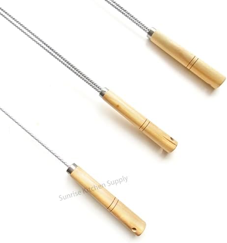 SUNRISE Fryer Brush with Long Handle (Stainless Steel, L, Single, and Double Brush) - Image 4