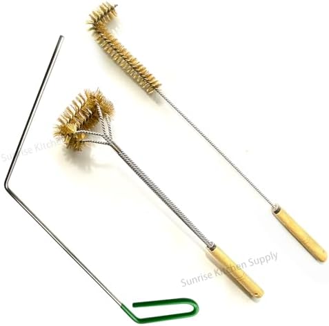 SUNRISE Fryer Brush with Long Handle (Brass, L, Double Brush, and Rubber Handle Cleaning Rod) - Image 2