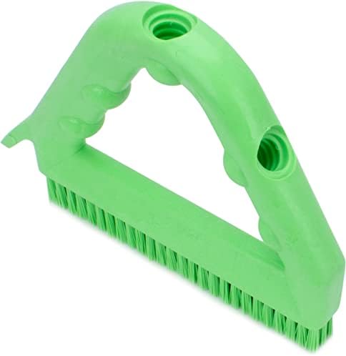 SPARTA Plastic Commercial Grout Brush, Triangle-Shaped Scrub Brush with Scraper and Two Threaded Holes for Attaching Handle (Sold Separately), 9 x 7 x 7 Inches, Lime - Image 2