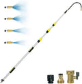 Buyplus 16FT(24FT Reach) Telescopic Gutter Cleaning Tools from the Ground, Long Reach Gutter Cleaner Wand with Hose Attachment, Rain Gutter Cleaner Tool with Extension Pole for 2nd Story House by Buyplus