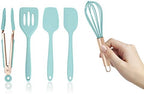 COOK WITH COLOR Silicone Cooking Utensils, Kitchen Utensil Set, Easy to Clean Silicone Kitchen Utensils, Cooking Utensils for Nonstick Cookware, Kitchen Gadgets Set, Mini, Aqua by CookwithColor
