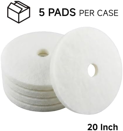 20” White Polishing Floor Pad, Non-Abrasive Commercial Pad for Scrubber & Buffer & Other Floor Machines, Extra Thick ≥2.3cm Soft Fiber Design, Light Polishing for Vinyl Marble Terrazzo(5-Pack) - Image 2