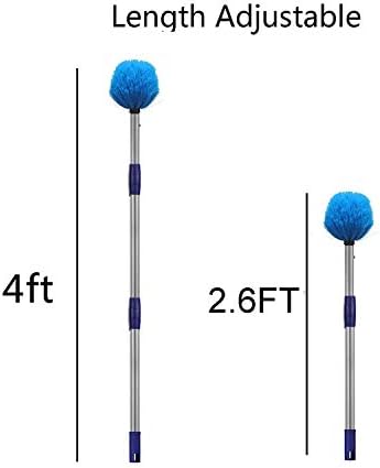 Cobweb Duster with Pole, 4ft Stainless Steel Pole Cobweb Brush with Medium-Stiff Bristles for Walls Beams Shelves Iight Fixtures and Window Screens - Image 4