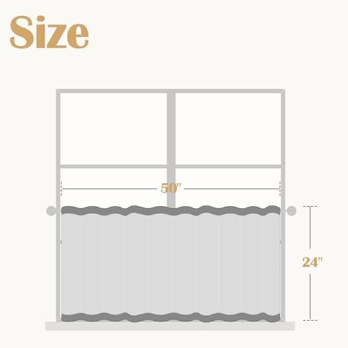 jinchan Tassel Linen Tier Curtain, Back Tab, 50x24, 1 Panel, Natural - Image 2