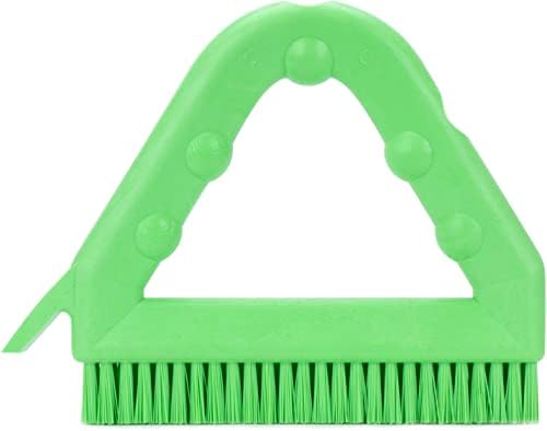 SPARTA Plastic Commercial Grout Brush, Triangle-Shaped Scrub Brush with Scraper and Two Threaded Holes for Attaching Handle (Sold Separately), 9 x 7 x 7 Inches, Lime by SPARTA