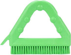 SPARTA Plastic Commercial Grout Brush, Triangle-Shaped Scrub Brush with Scraper and Two Threaded Holes for Attaching Handle (Sold Separately), 9 x 7 x 7 Inches, Lime by SPARTA