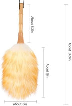 Feather Duster, Lambswool Duster for Cleaning,with Solid Wooden Handle,Leather Hang Strap,Anti-Static 14.9 inch Washable Reusable Small Hand Duster(Natural) for Office, Home and Car - Image 2