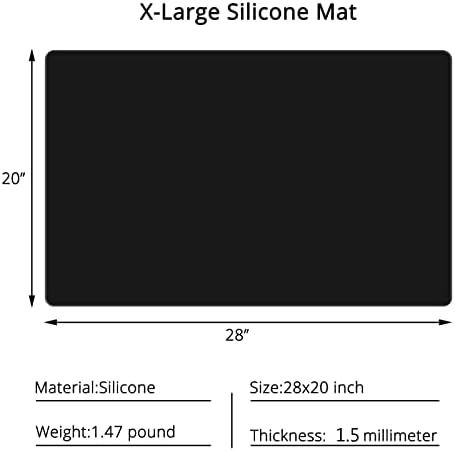 Gartful Silicone Mats for Kitchen Counter, Large Silicone Countertop Protector, Nonskid Heat Resistant Desk Saver Pad, Multipurpose Mat, Placemat (XL-28" x 20"x 0.06", Black) - Image 2