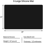 Gartful Silicone Mats for Kitchen Counter, Large Silicone Countertop Protector, Nonskid Heat Resistant Desk Saver Pad, Multipurpose Mat, Placemat (XL-28" x 20"x 0.06", Black) - Image 2