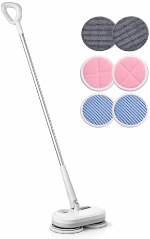 GOBOT Cordless Electric Spin Mop - Lightweight Powerful Cleaner for Hardwood, Tile, Laminate & Vinyl Floors with 6 Washable Pads (Gray, Blue, and red) by KOJEO