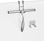 Shower Squeegee and Window Squeegee, Stainless Steel, 100% Streak-Free, Cleaner for Bathroom Showers Glass Doors, Home Mirrors, Car Windows Wiper, Adhesive Holder, Shower Door Hook, 10 Inch, Silver by SSTOOHL