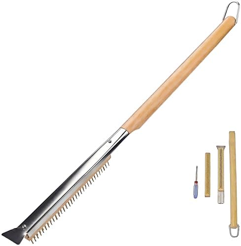 Thornfield 26” Pizza Oven Brush with Scraper - Heat Resistant Brass Bristles, Extra Long Handle - Compatible with Ooni Ovens, Outdoor Ovens, BBQ Tools, Baking Stones and Griddles- Includes Spare Head by Unknown