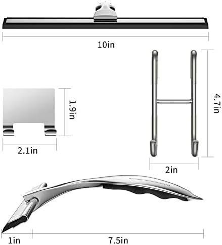 Shower Squeegee Set, 10-Inch Stainless Steel Squeegee for Bathroom, Shower Doors, Mirrors, Tiles, and Car Windows - 100% Streak Free, Includes Shower Door Hook, Adhesive Hook and Spare Silicone Blade - Image 3