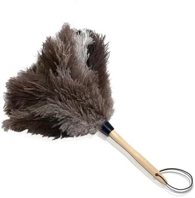 NCEDN Genuine Ostrich Feather Duster 15 inches – Soft Dense Real Feathers, Wooden Handle, Feather Duster for Cleaning Furniture, Blinds & Car Interior by NCEDN
