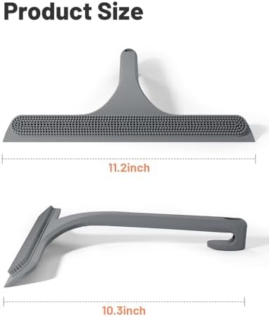 2-in-1 Silicone Shower Squeegee with Hook,Dual-Sided Design with Scraper & Scrub Surface,Rust-Proof Stainless Core,Streak-Free Bathroom Squeegee for Glass Doors,Mirrors,Windows,Car Windshields (Gray) - Image 4