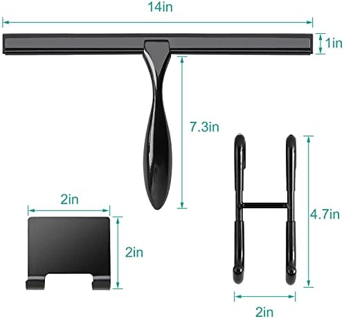 Shower Squeegee for Glass Doors,14-Inch Shower Glass Squeegee, Matte Black Shower Squeegee for Shower Doors,Mirror,Windows, with Shower Door Hook and Adhesive Hook - Image 5