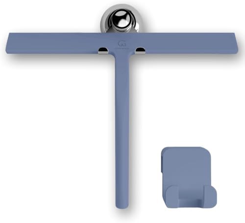 GÜTEWERK Silicone Shower Squeegee with 3-in-1 No-Drill Mount, Blue, 11'' by G%C3%9CTEWERK