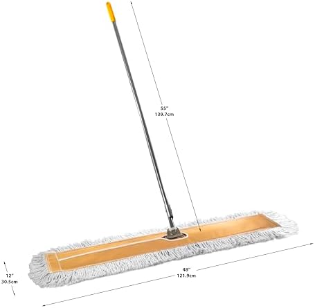 Commercial Dust Mop 48 Inch - Industrial Floor Dust Mop with Aluminum Handle - Reusable Washable Cotton Mop Head for Hardwood Tile Laminate Vinyl Floors - Dry Mop for Janitorial Cleaning - Image 2