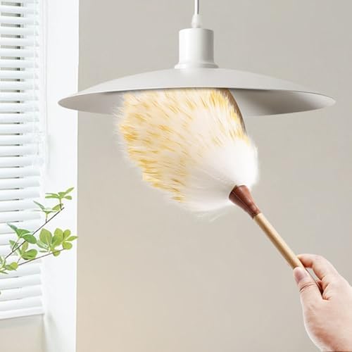 Natural Lambswool Duster 16 Inch Handheld with Wooden Handle Duster Dusting Tool for Blinds Electronics Furniture Delicate Surfaces (2Pcs) - Image 6