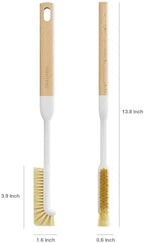 Cleaning Brush, Diveotree Hard Bristle Brush for Deep Cleaning Grout, Sink, Cup, Teapot, Bottle, Blender, Multi-Purpose Brush wih Long Handle for Kitchen (White-2Pack) - Image 2