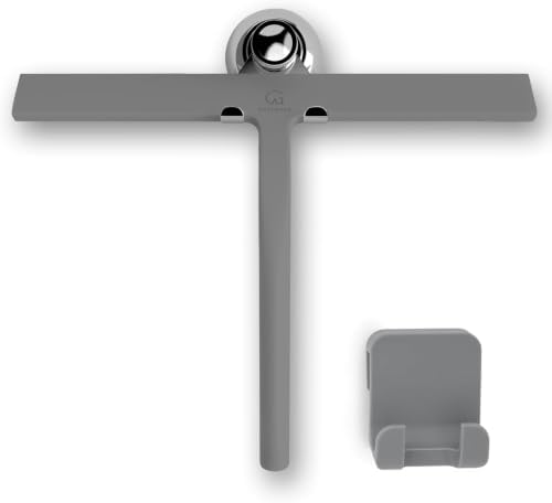 GÜTEWERK Silicone Shower Squeegee with 3-in-1 No-Drill Mount, Grey, 11'' by G%C3%9CTEWERK