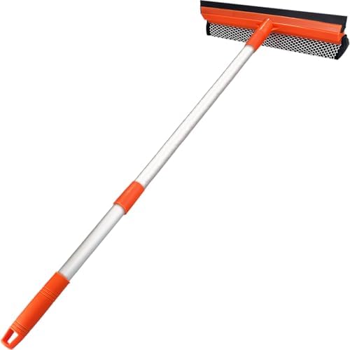 Window Squeegee for Window Cleaning with Retractable Pole 28", Squeegee Window Cleaner Tool 2 in 1 Car Window Cleaning Tool Telescopic Window Washing Equipment, Shower Squeegee for Glass Door by Bunliuys
