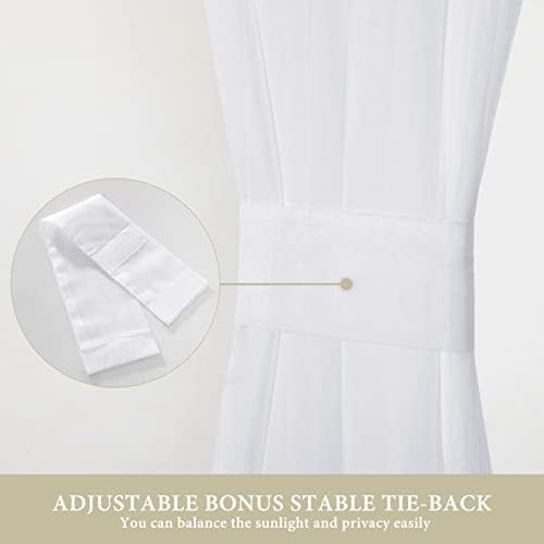 MIULEE White 40 x 72 Inches Sidelight Curtains for French Door Sheer Panels - Image 3