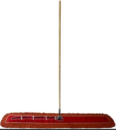 Industrial Dust Mop Kit – Includes 60 Inch Orange Twisted Closed Loop Mop Head, Wood Handle, and Heavy-Duty Wire Frame – Commercial Grade for Janitorial & Facility Cleaning - Image 2