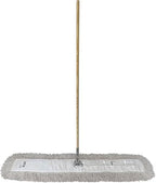 Industrial Dust Mop Kit – Includes 48 Inch White Twisted Closed Loop Mop Head, Wood Handle, and Heavy-Duty Wire Frame – Commercial Grade for Janitorial & Facility Cleaning - Image 2