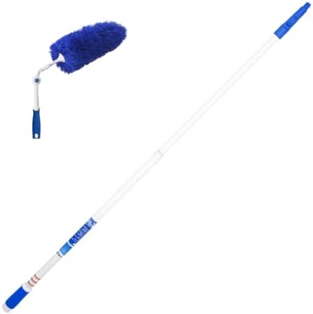 Unger Connect and Clean Microfiber Duster with Pivoting Handle & 4' Steel Telescopic Pole, High-Access Dusting and Cleaning, Dusting Tools, Cleaner Tool for Windows, TVs, Moldings, Cabinets by Unger