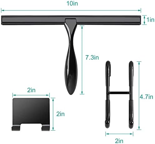 Shower Squeegee for Glass Doors,10-Inch Shower Glass Squeegee, Matte Black Shower Squeegee for Shower Doors,Mirror,Windows, with Shower Door Hook and Adhesive Hook - Image 5