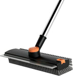Floor Scrub Brush with Squeegee Long Handle 3 in 1 tub Brush 52'' 2026 Upgraded Multi-Functional Stiff Bristle Cleaning Scrub Brush Rotating Tile Brush for Cleaning Bathroom Patio, Pool, Garage by ARAINY