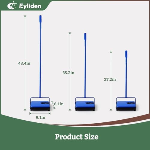 Eyliden Carpet Sweeper, Mini Size, Manual Sweeping, Blue - Image 6