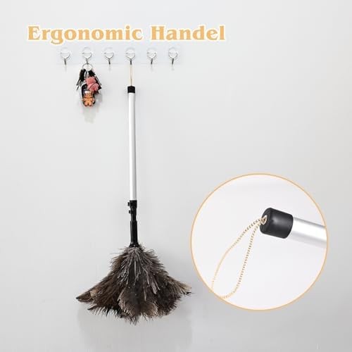 Extendable Ostrich Feather Duster 26-49 Inch, Natural Cleaning Duster with Aluminum Extension Pole Reusable for High Ceilings, Fans, Blinds, Furniture, Interior & Roof Dusting - Image 6
