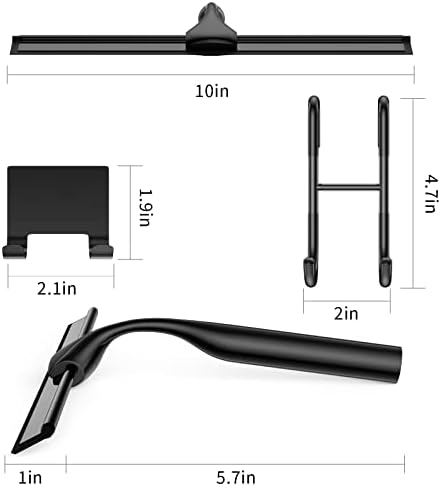 Black Shower Squeegee for Glass Door 12-Inch Bathroom Squeegee Window Wiper, with Shower Door Hook, Adhesive Hook, Spare Silicone Blade for Window Mirror Car All-Purpose Squeegee - Image 5