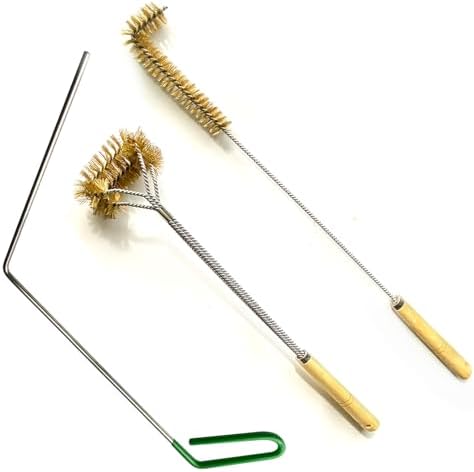 SUNRISE Fryer Brush with Long Handle (Brass, L, Double Brush, and Rubber Handle Cleaning Rod) by Unknown
